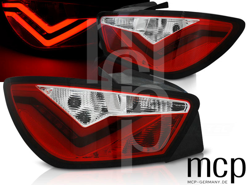 LED Lightbar Rückleuchten Set für Seat Ibiza 6J Schrägheck 3-Türer (06/2008 bis 2012) in Rot/Klar