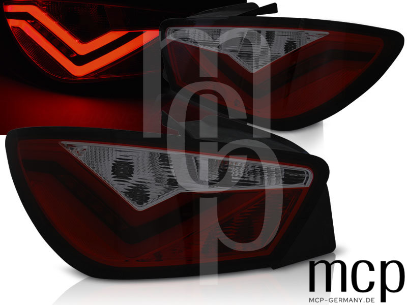 LED Lightbar Rückleuchten Set für Seat Ibiza 6J Schrägheck 3-Türer (06/2008 bis 2012) in Rot/Smoke