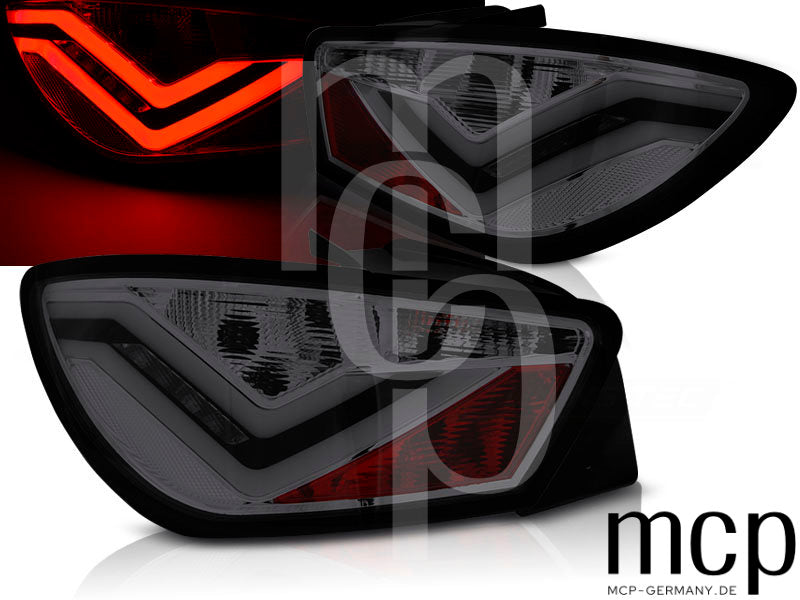 LED Lightbar Rückleuchten Set für Seat Ibiza 6J Schrägheck 3-Türer (06/2008 bis 2012) in Smoke