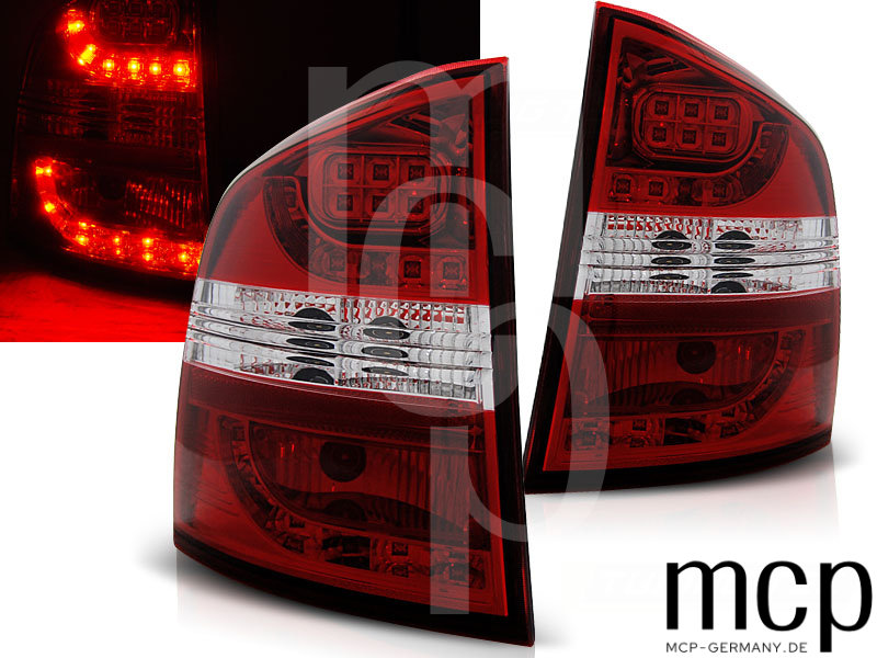 LED Rückleuchten Set für Skoda Octavia 2 (1Z) Kombi (2004 bis 2012) in Rot/Klar
