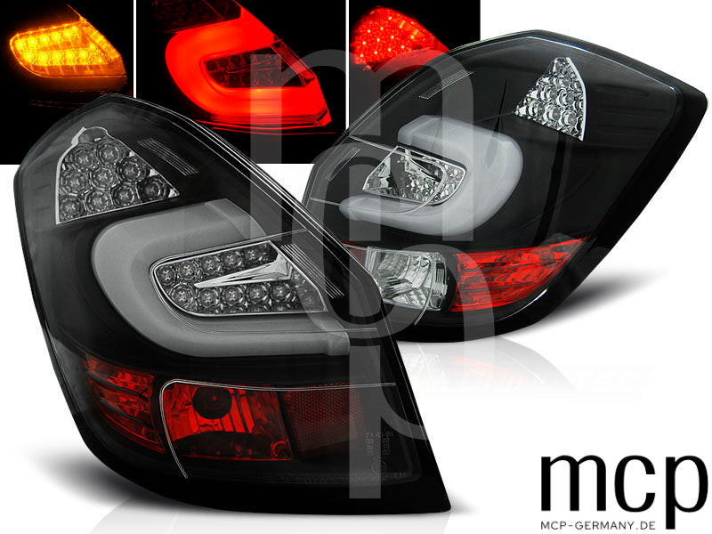 LED Lightbar Rückleuchten Set für Skoda Fabia 2 (5J) Schrägheck (3- und 5-Türer) und Kombi (2007 bis 06/2014) in Schwarz