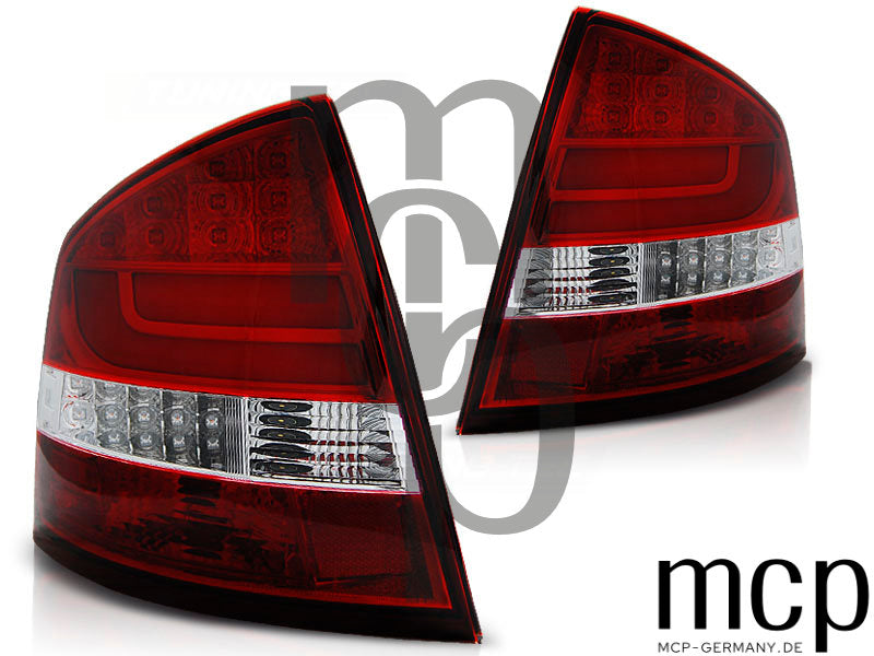 LED Lightbar Rückleuchten Set für Skoda Octavia 2 (1Z) Limousine (2004 bis 2012) in Rot/Klar