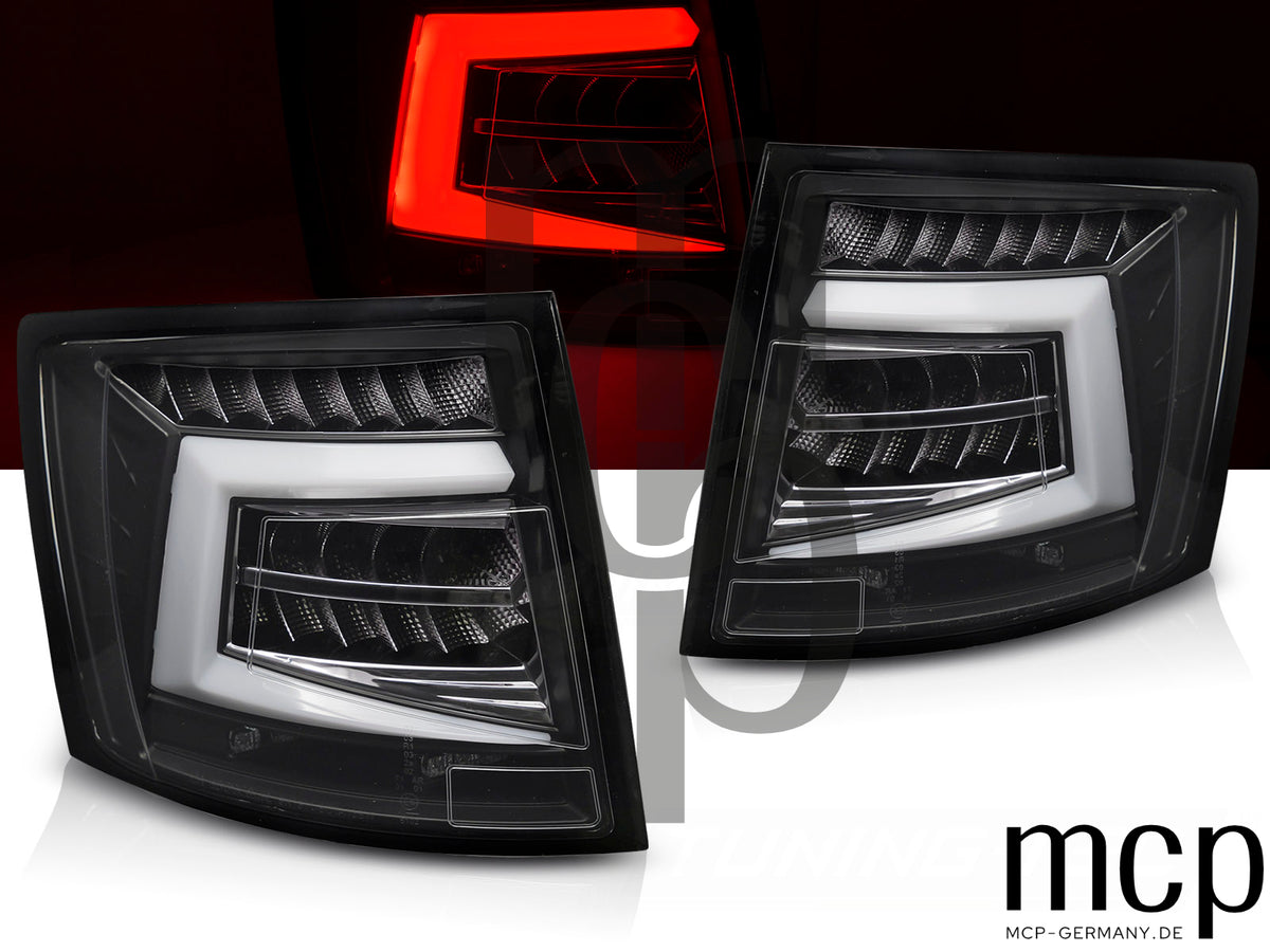 Voll LED Lightbar Rückleuchten Set für Skoda Octavia III Kombi (2012 bis 2016) in Smoke mit Dynamischem Blinker