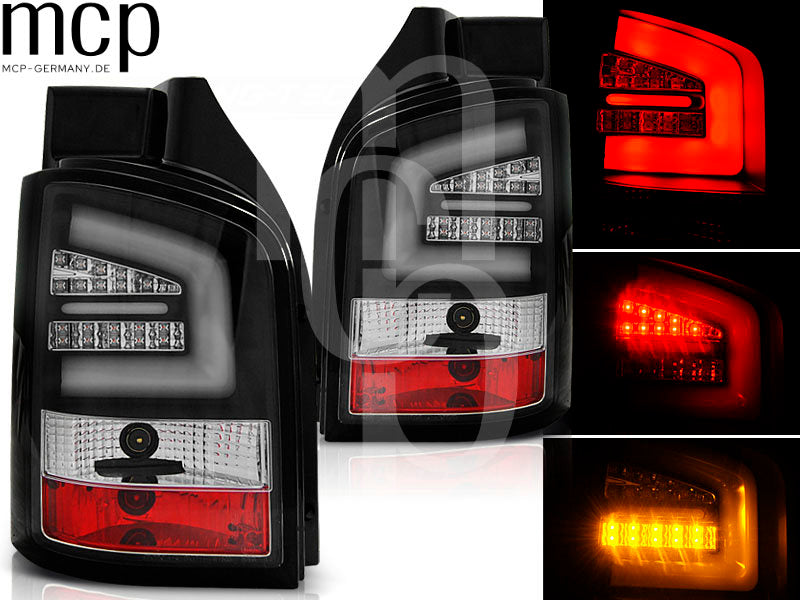 LED Lightbar Rückleuchten Set für VW T5 (05/03 bis 10/09) in Schwarz