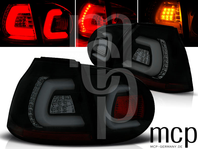 LED Lightbar Rückleuchten Set für VW Golf 5 (V) Hatchback (10/03 bis 02/09) in Schwarz/Smoke