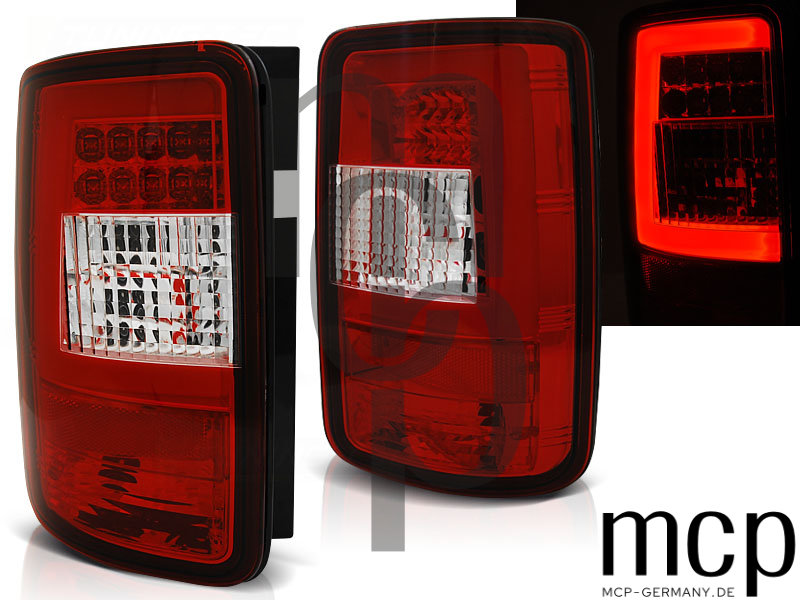 LED Lightbar Rückleuchten Set für VW Caddy 3 (2K) (2003 bis 2014) in Rot/Klar