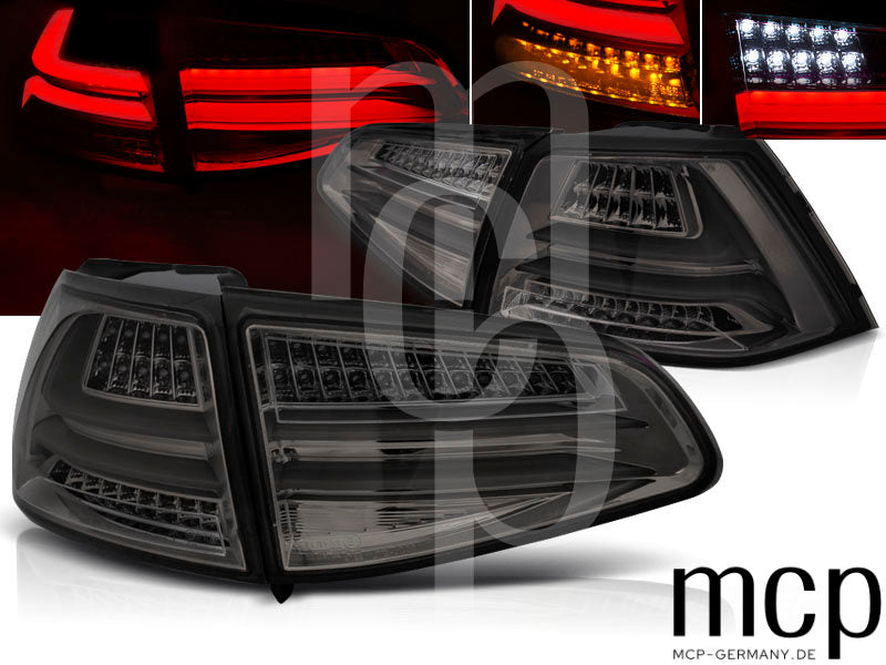 Voll LED Lightbar Rückleuchten Set für VW Golf 7 (VII) Hatchback (08/12 bis 02/17) in Smoke