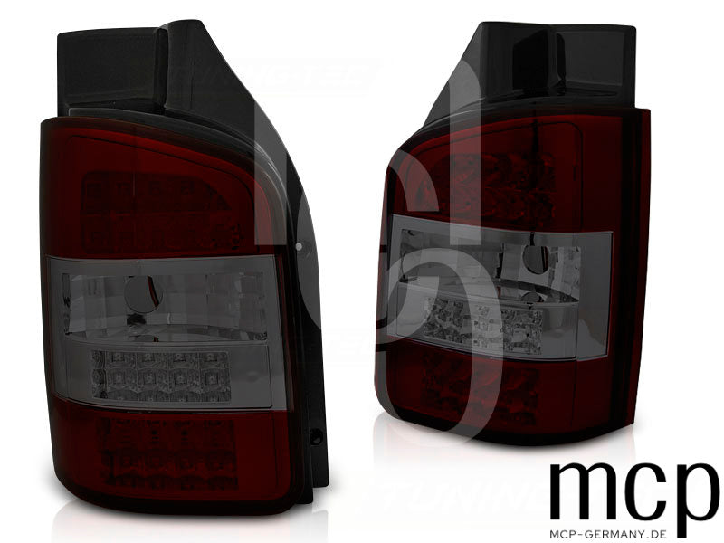 LED Rückleuchten Set für VW T5 Transporter mit Flügeltüren (05/03 bis 10/09) in Rot/Smoke