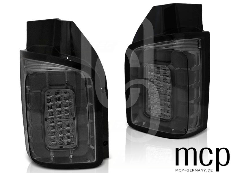 Voll LED Lightbar Rückleuchten Set für VW T6 Transporter mit Doppeltüren (2015 bis 2019) in Smoke