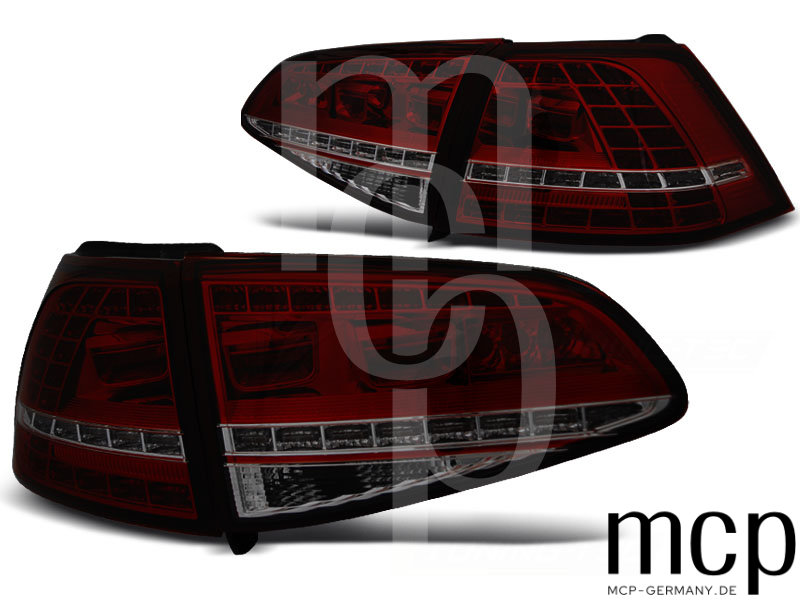 LED Rückleuchten Set für VW Golf 7 (VII) Hatchback (08/12 bis 02/17) in Rot/Smoke mit Dynamischem Blinker