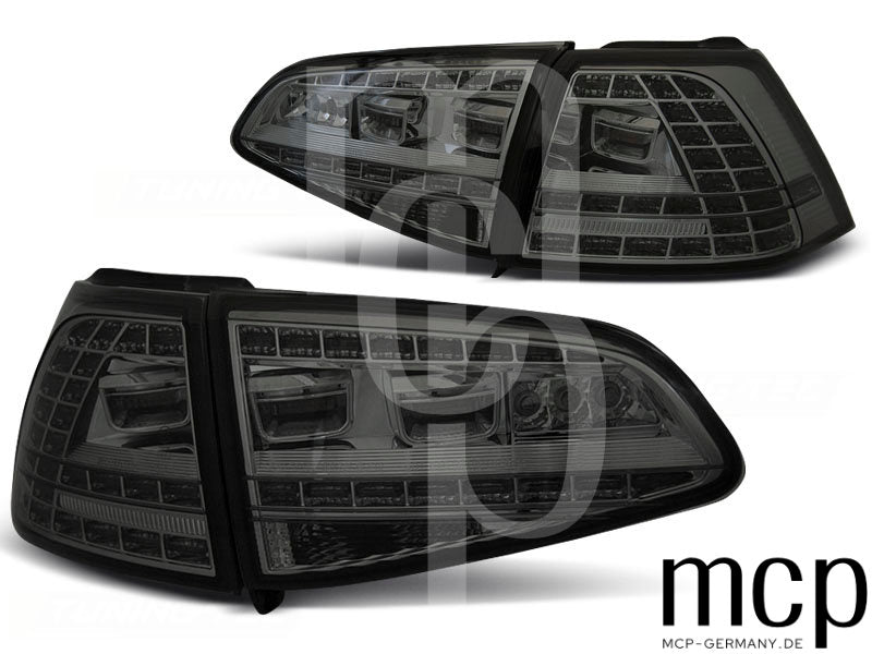 LED Rückleuchten Set für VW Golf 7 (VII) Hatchback (08/12 bis 02/17) in Smoke mit Dynamischem Blinker