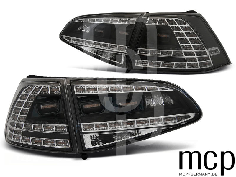 LED Rückleuchten Set für VW Golf 7 (VII) Hatchback (08/12 bis 02/17) in Schwarz im GTI-Stil mit Dynamischem Blinker