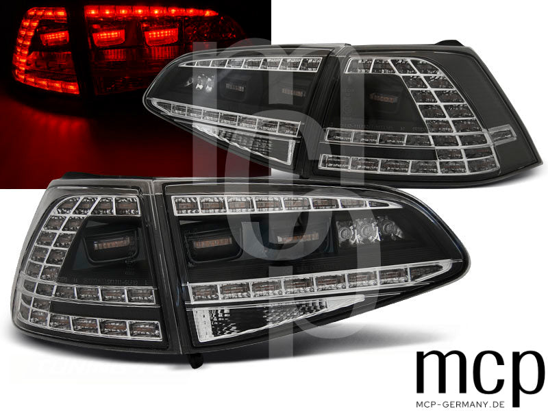 LED Rückleuchten Set für VW Golf 7 (VII) Hatchback (08/12 bis 02/17) in Schwarz im GTI-Stil mit Dynamischem Blinker
