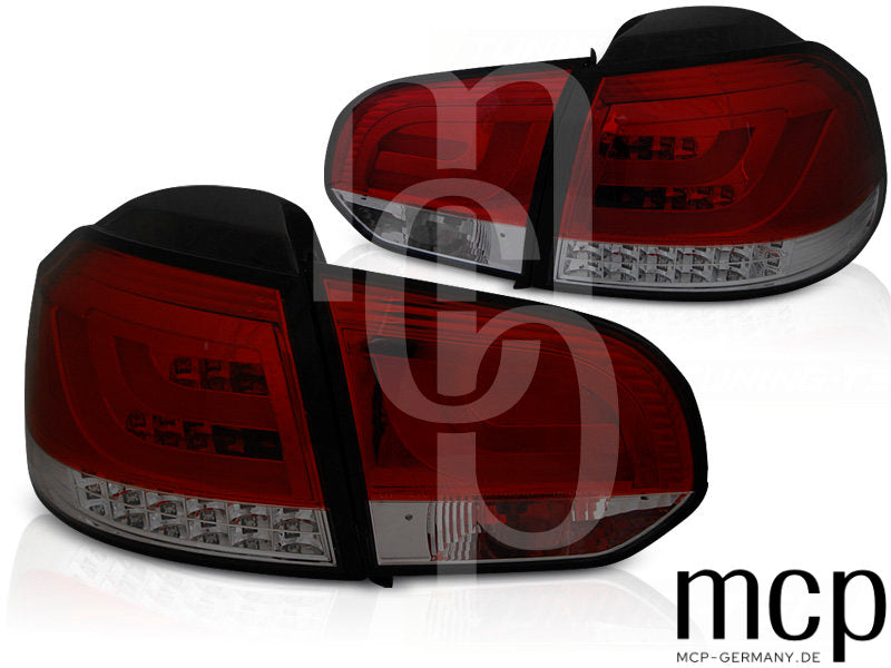 LED Lightbar Rückleuchten Set für VW Golf 6 (VI) Limousine (10/08 bis 10/12) in Rot/Smoke