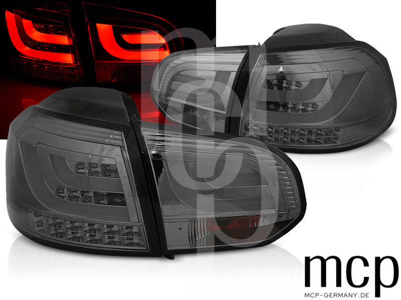 LED Lightbar Rückleuchten Set für VW Golf 6 (VI) Limousine (10/08 bis 10/12) in Smoke