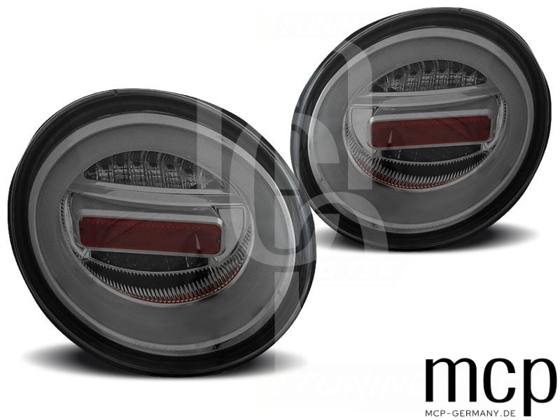 LED Lightbar Rückleuchten Set für VW New Beetle Hatchback und Cabrio (01/98 bis 06/05) in Smoke mit Dynamischem Blinker
