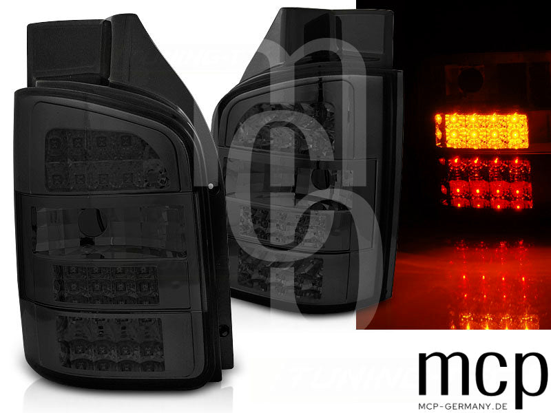 LED Rückleuchten Set für VW T5 GP Facelift Transporter mit Flügeltüren (11/09 bis 06/15) in Smoke