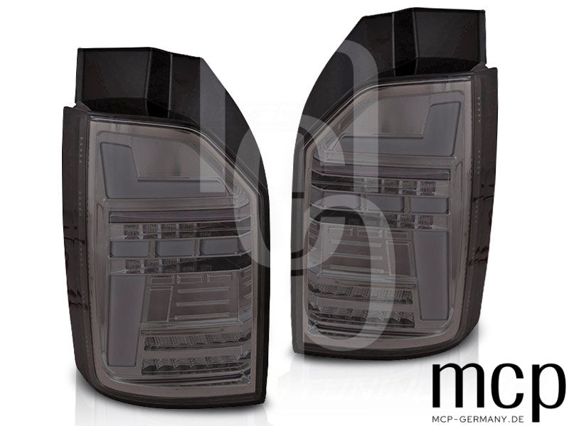 Voll LED Lightbar Rückleuchten Set für VW T6 mit Heckklappe (07/15 bis 08/19) in Smoke mit Dynamischem Blinker