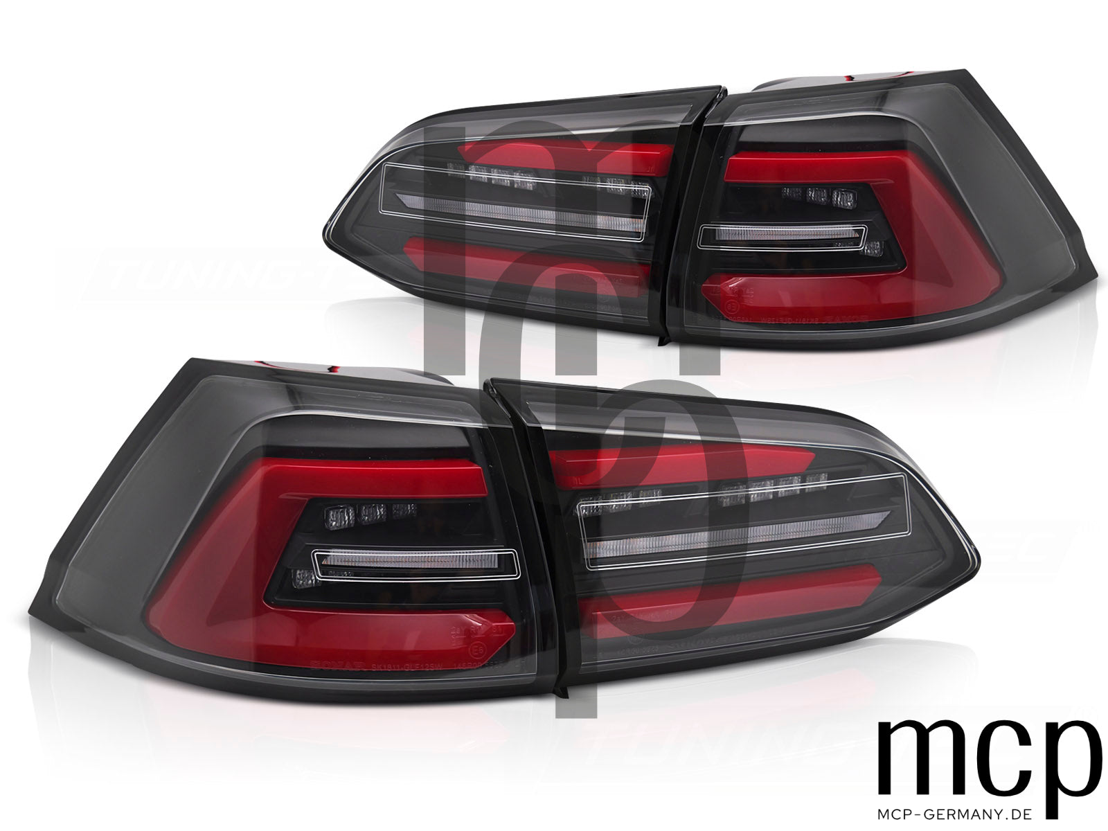 Voll LED Lightbar Rückleuchten Set für VW Golf VII Variant Facelift (2017 bis 2019) in Schwarz mit Roter Lightbar und Dynamischem Blinker