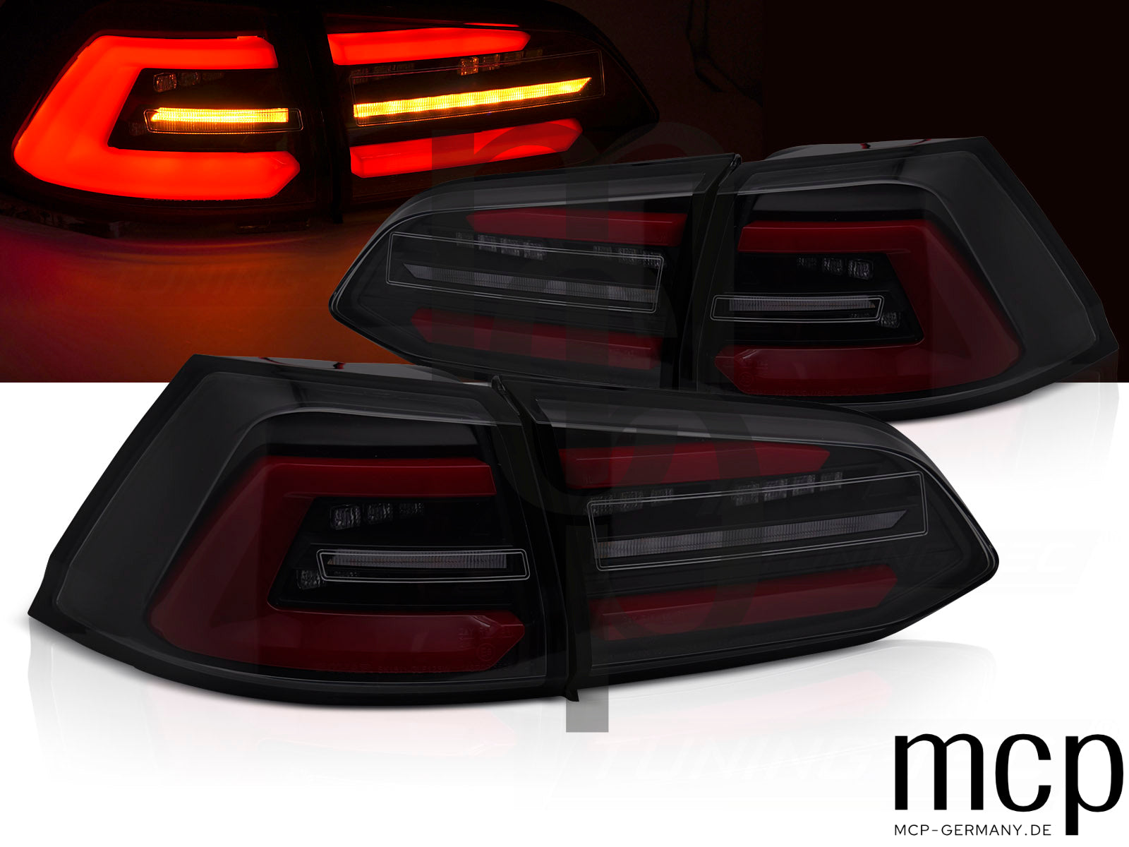 Voll LED Lightbar Rückleuchten Set für VW Golf VII Variant Facelift (2017 bis 2019) in Smoke mit Dynamischem Blinker