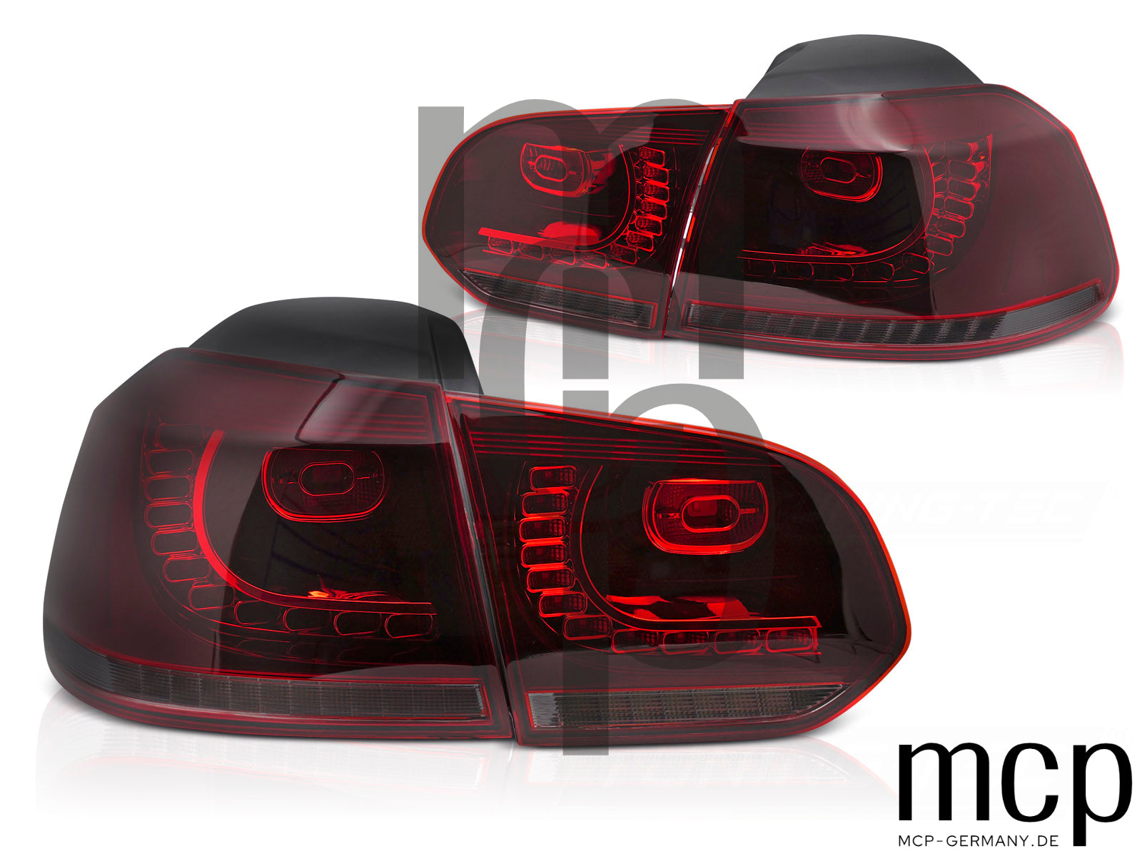 Voll LED Rückleuchten Set für VW Golf 6 Hatchback (2008 bis 2013) in Rot/Smoke mit Dynamischem Blinker