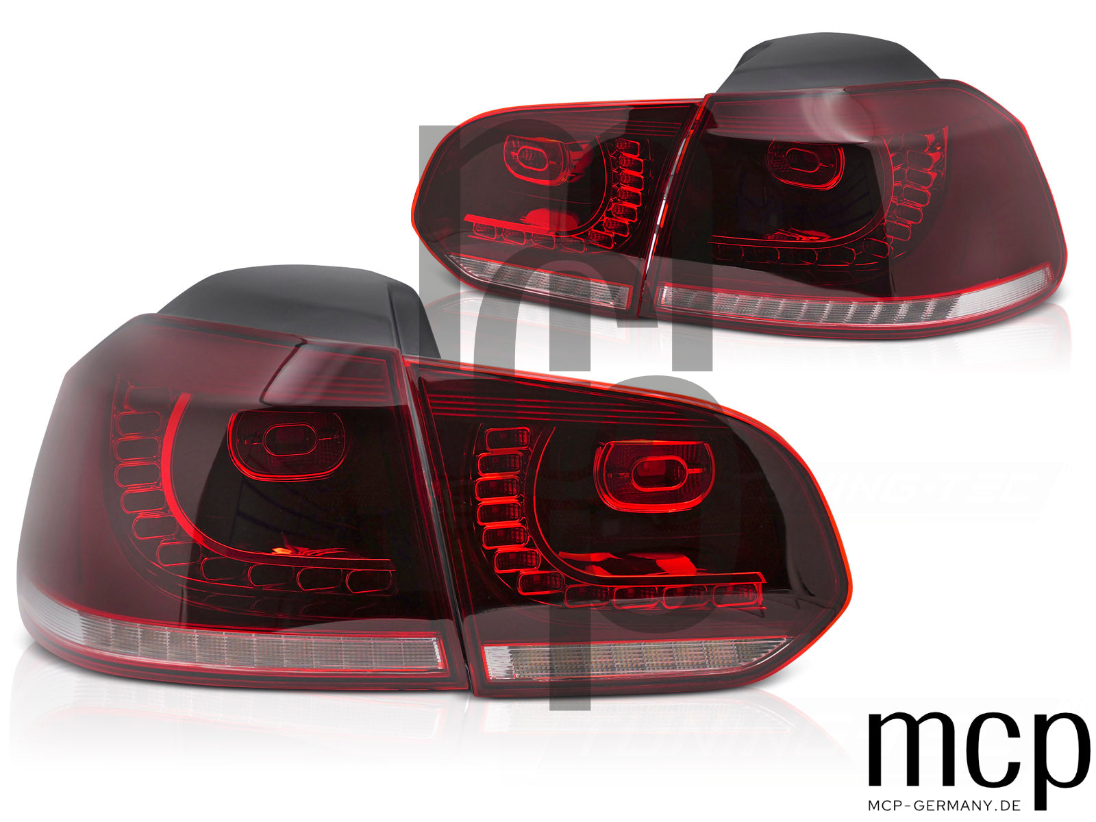 Voll LED Rückleuchten Set für VW Golf 6 Hatchback (2008 bis 2013) in Rot/Klar mit Dynamischem Blinker