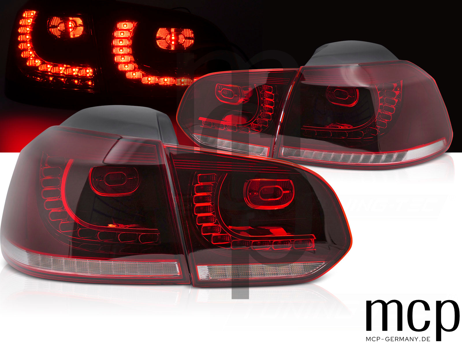Voll LED Rückleuchten Set für VW Golf 6 Hatchback (2008 bis 2013) in Rot/Klar mit Dynamischem Blinker
