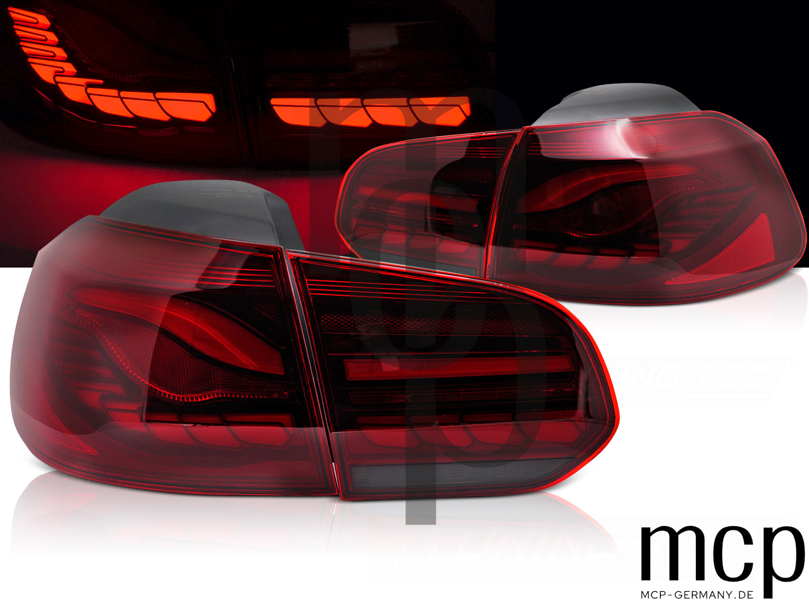 OLED Rückleuchten Set für VW Golf 6 Hatchback (10/08 bis 10/12) in Rot mit Begrüßungsfunktion und Dynamischem Blinker