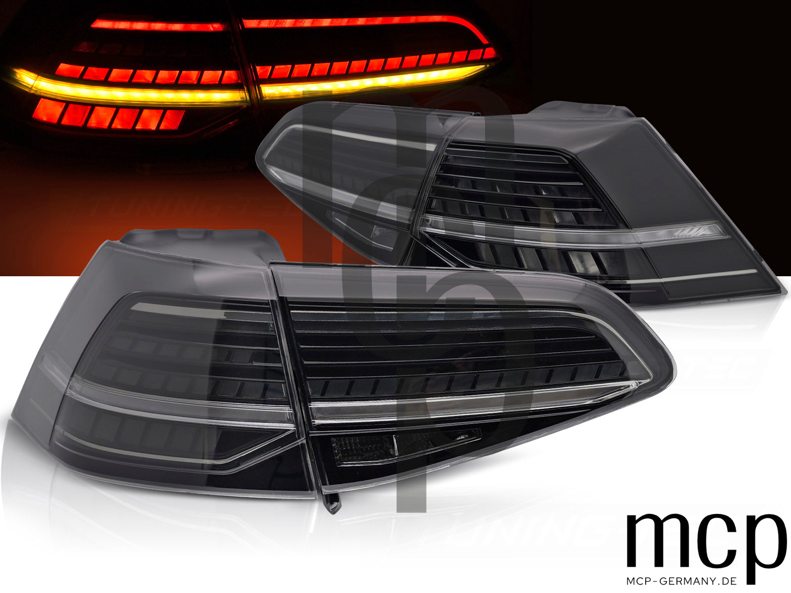 Voll LED Rückleuchten Set für VW Golf 7 Hatchback (2013 bis 2019) in Smoke mit Dynamischem Blinker