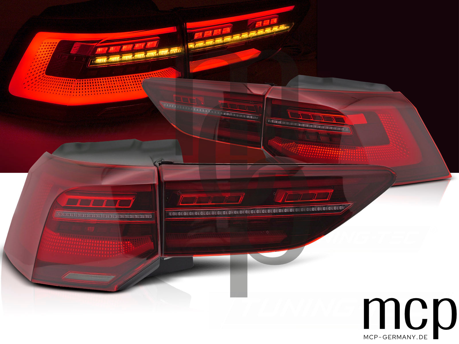Voll LED Rückleuchten Set für VW Golf 8 VII Hatchback (2019 bis 2024) in Rot mit Dynamischem Blinker