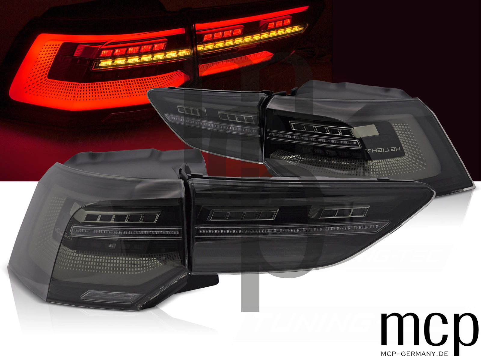 Voll LED Rückleuchten Set für VW Golf 8 Hatchback (2019 bis 2024) in Smoke mit Dynamischem Blinker