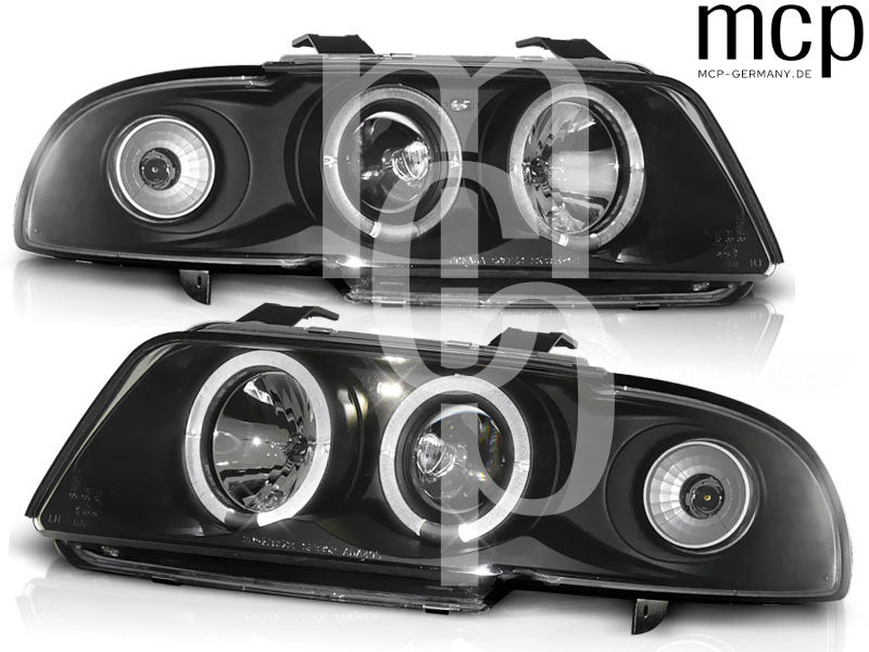 Angel Eyes Scheinwerfer Set für Audi A4 (11/1994 bis 12/1998) in Schwarz