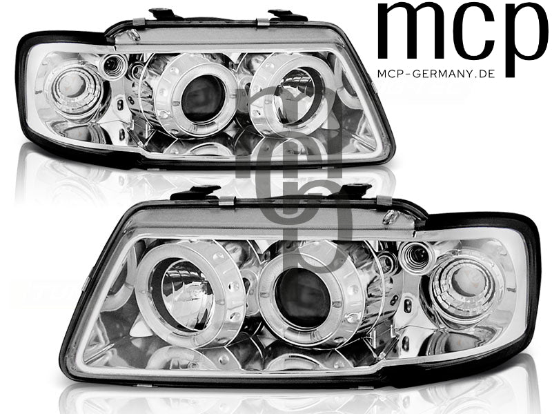 Angel Eyes Scheinwerfer Set für Audi A3 8L (08/1996 bis 08/2000) in Chrom