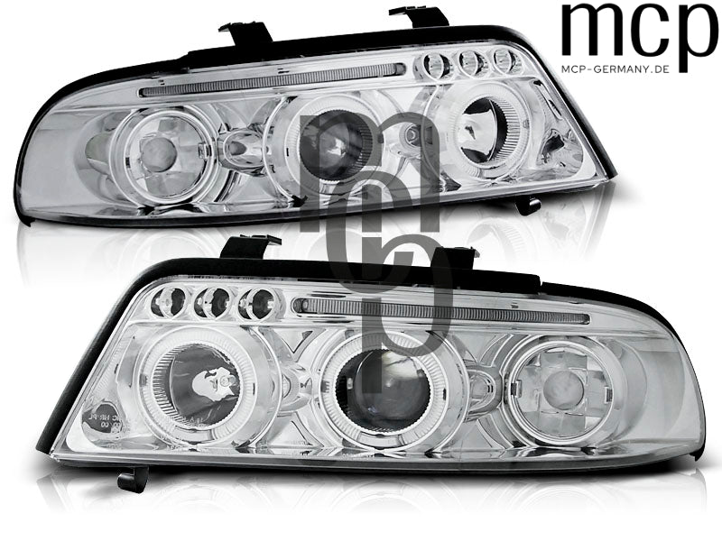 Angel Eyes Scheinwerfer Set für Audi A4 (01/1999 bis 09/2000) in Chrom – Scheinwerfer-Set
