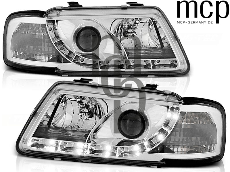 LED Tagfahrlicht Scheinwerfer Set für Audi A3 8L (08/1996 bis 08/2000) in Chrom