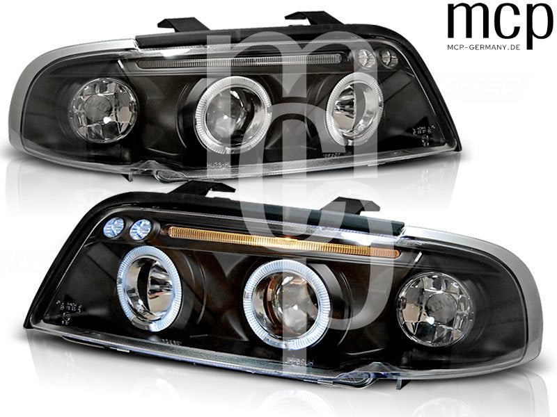 Angel Eyes Scheinwerfer Set für Audi A4 (11/1994 bis 12/1998) in Schwarz