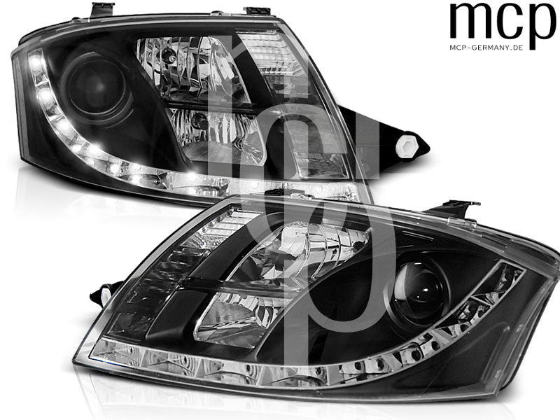 LED Tagfahrlicht Scheinwerfer Set für Audi TT (1999 bis 2005) in Schwarz – Hauptansicht