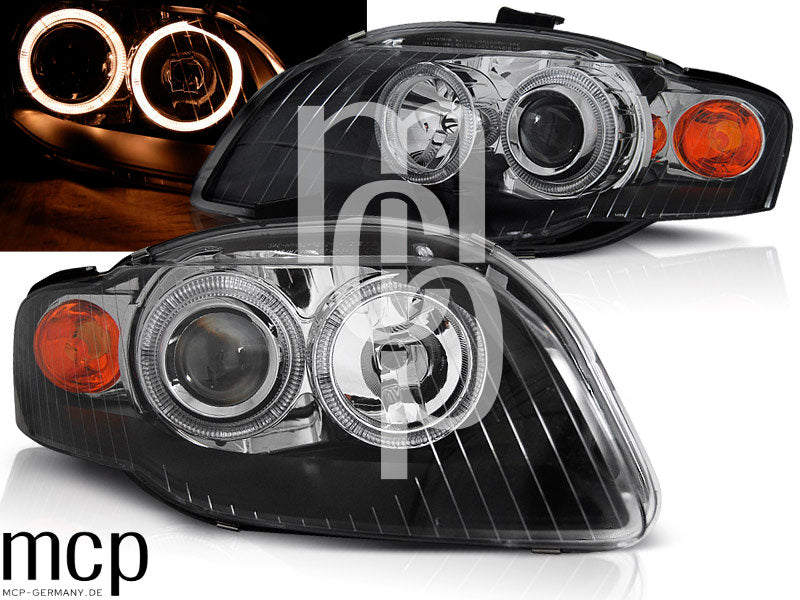 Angel Eyes Scheinwerfer Set für Audi A4 B7 (11/2004 bis 03/2008) in Schwarz – Hauptansicht