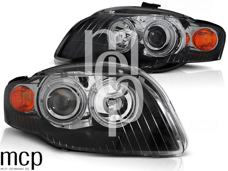 Angel Eyes Scheinwerfer Set für Audi A4 B7 (11/2004 bis 03/2008) in Schwarz