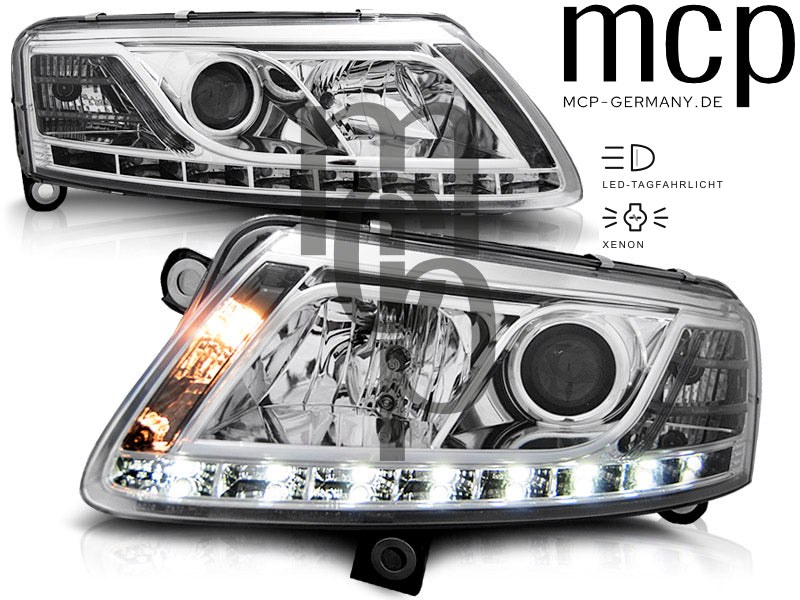 LPAU75 Audi A6 C6 Scheinwerfer-Set, Chrom, Vorderansicht
