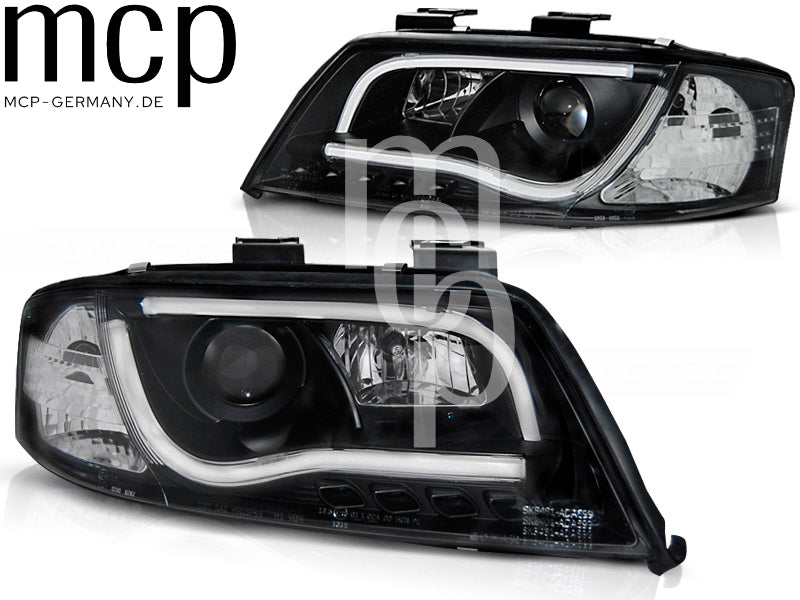 LED Tagfahrlicht Scheinwerfer Set für Audi A6 (06/2001 bis 05/2004) in Schwarz