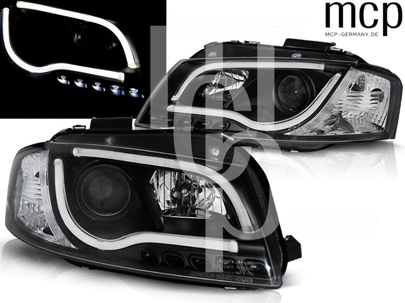 LED Tagfahrlicht Scheinwerfer Set für Audi A3 8P (2003 bis 2008) in Schwarz