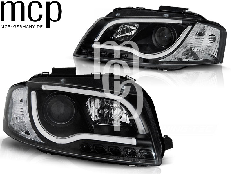LED Tagfahrlicht Scheinwerfer Set für Audi A3 8P (05/2003 bis 03/2008) in Schwarz