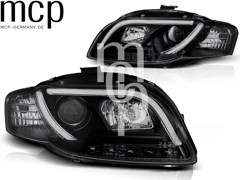 LED Tagfahrlicht Scheinwerfer Set für Audi A4 B7 (11/2004 bis 03/2008) in Schwarz