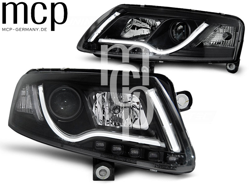 Xenon LED Scheinwerfer Set für Audi A6 C6 4F (2004 bis 2008) in Schwarz