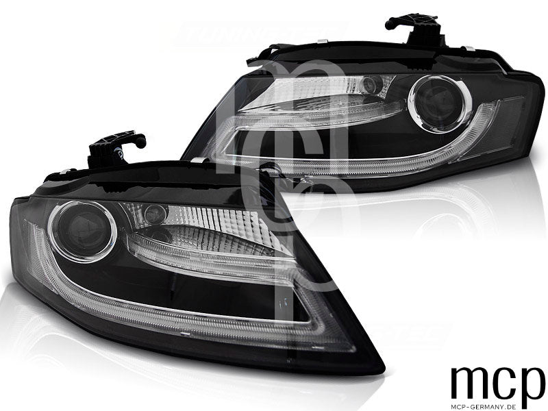 Xenon Scheinwerfer Set für Audi A4 B8 (04/2008 bis 2011) in Schwarz mit LED Tagfahrlicht