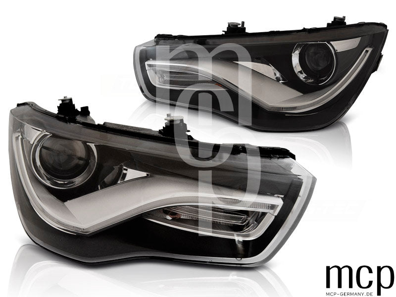 LED Tagfahrlicht Scheinwerfer Set für Audi A1 (04/2010 bis 12/2014) in Schwarz