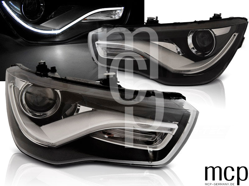 LED Tagfahrlicht Scheinwerfer Set für Audi A1 (04/2010 bis 12/2014) in Schwarz