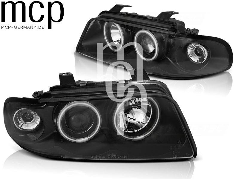 CCFL Angel Eyes Scheinwerfer Set für Audi A4 (11/1994 bis 12/1998) in Schwarz