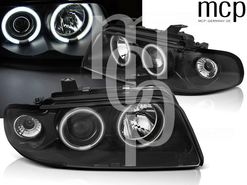CCFL Angel Eyes Scheinwerfer Set für Audi A4 (11/1994 bis 12/1998) in Schwarz